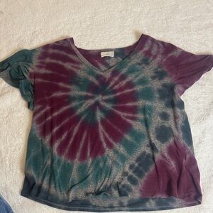 Anthropologie t.la Bohemian Tie-Dye V-Neck Top Women’s Medium cute sleeves